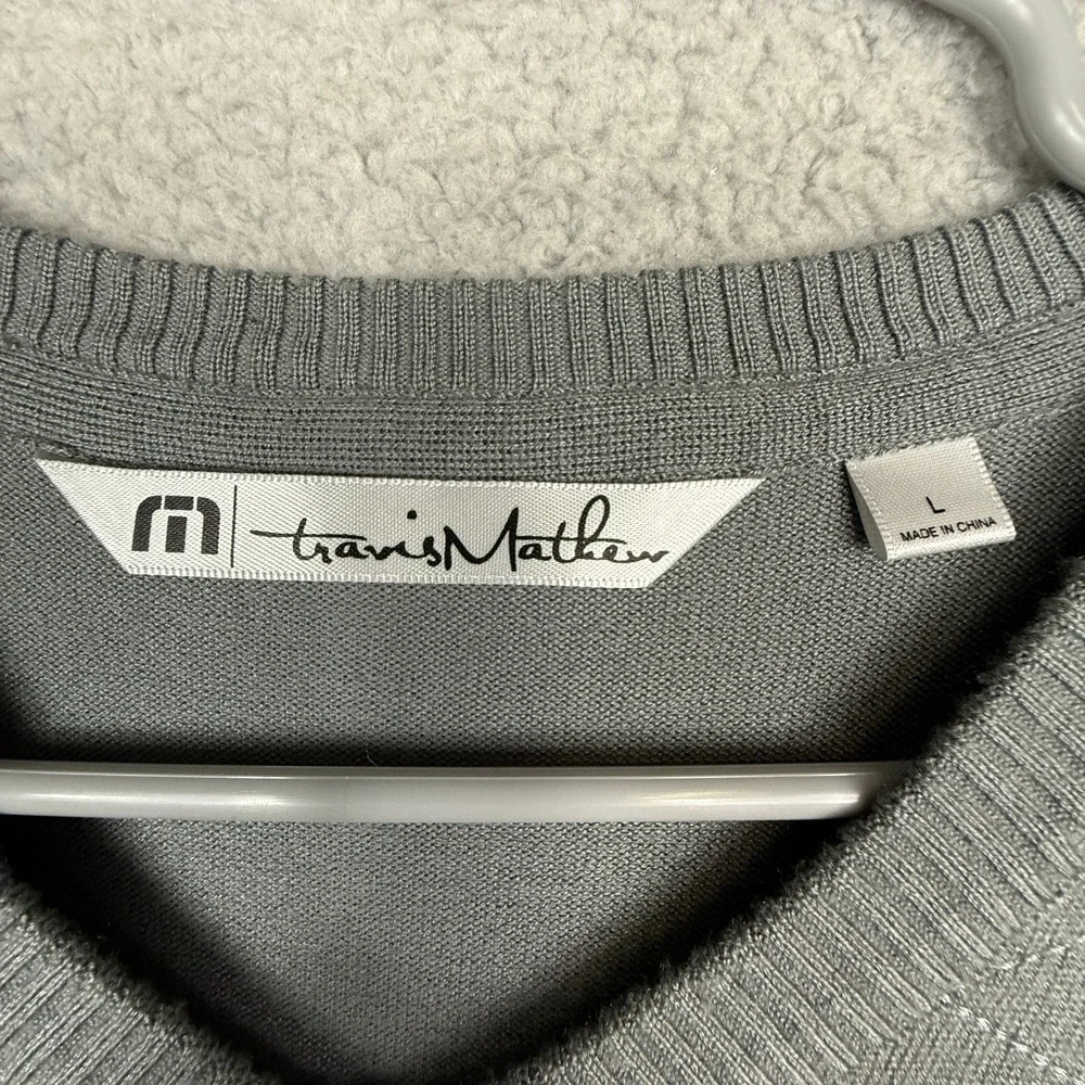 Travis Mathew Mens Gray V Neck Argyle Long‎ Sleeve Sweater Size L